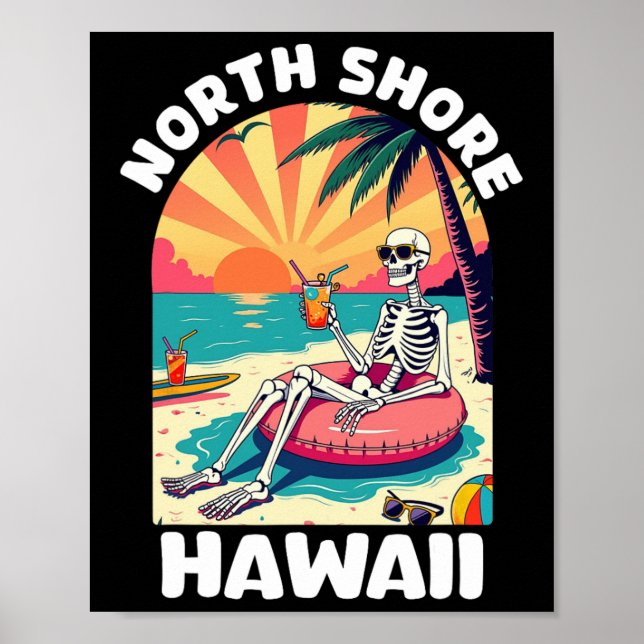 Affiche Souvenir de North Shore Oahu Hawaï Hawaïen Sur (Devant)