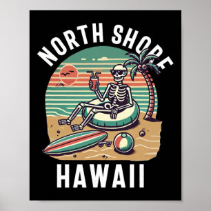 Affiche Souvenir de North Shore Oahu Hawaï Hawaïen Surfeur