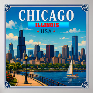 Affiche 🌆 Souvenir de vacances de la skyline de Chicago I
