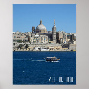 Affiche Souvenir de vacances paysage La Valette Malte