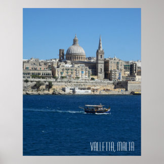 Affiche Souvenir de vacances paysage La Valette Malte