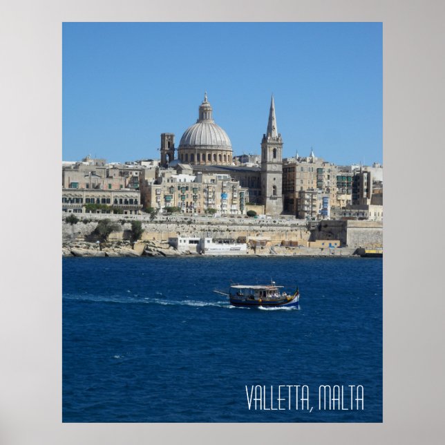 Affiche Souvenir de vacances paysage La Valette Malte (Devant)