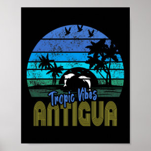 Affiche Souvenir de vacances plage caraïbes Antigua 