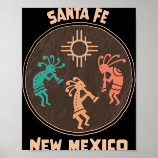 Affiche Souvenir de vacances Santa Fe Nouveau-Mexique Koko