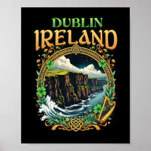 Affiche Souvenir d'Irlande Dublin Falaises de la mer Vacan