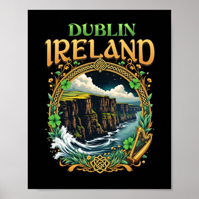 Affiche Souvenir d'Irlande Dublin Falaises de la mer Vacan (Devant)