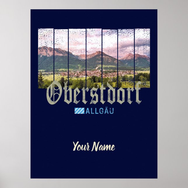 Affiche Souvenir d'Oberstdorf Allgäu Vintage Bavaria Germa (Devant)