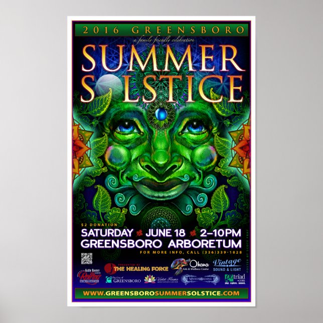 Affiche Souvenir du solstice d'été de Greensboro 2016 (Devant)