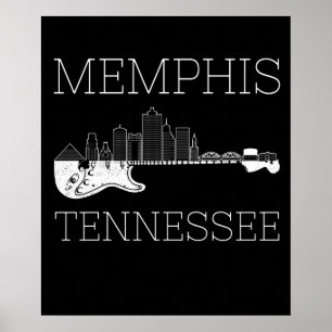 Affiche Souvenir Memphis Guitare Musique Tennessee Memphis