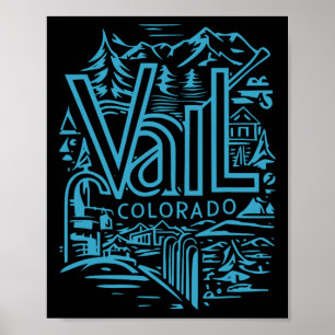 Affiche Souvenir Vintage de Ski Extérieur Cool Visite Vail