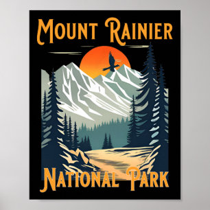 Affiche Souvenir vintage du parc national du mont Rainier