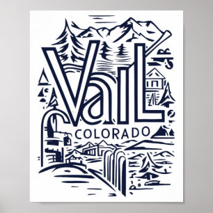 Affiche Souvenir Vintage Ski Alpin Extérieur Cool Visite V