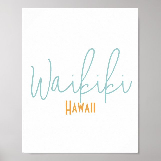 Affiche Souvenir Waikiki Hawaï (Devant)