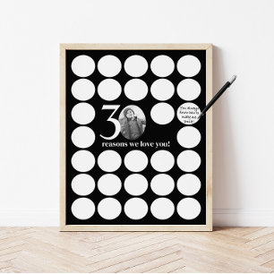 Affiche Souvenirs d'anniversaire Black 30 Raisons pour les