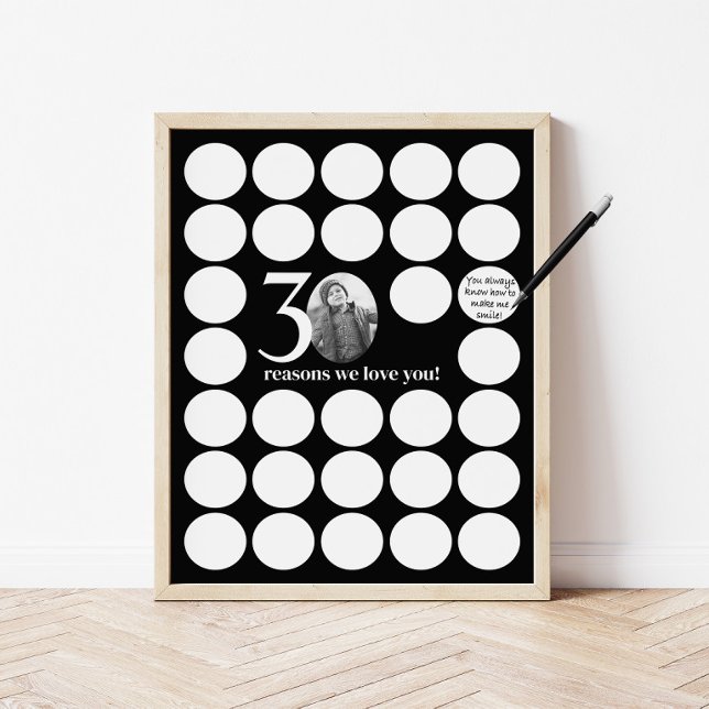 Affiche Souvenirs d'anniversaire Black 30 Raisons pour les (Créateur téléchargé)