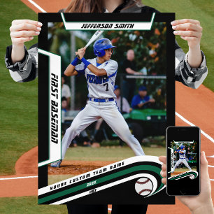 Affiche Souvenirs de Baseball en Vert Noir Personnalisé Vi