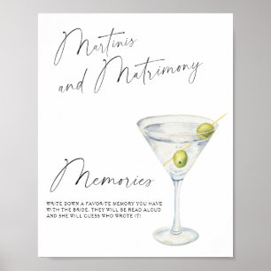 Affiche Souvenirs de douche de mariée Martini avec la mari