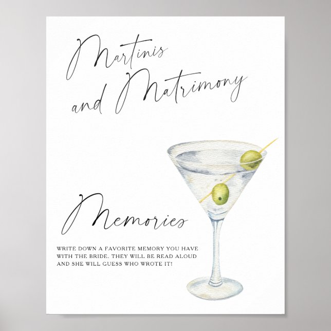 Affiche Souvenirs de douche de mariée Martini avec la mari (Devant)