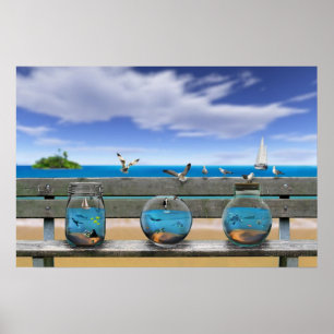 Affiche souvenirs de la plage