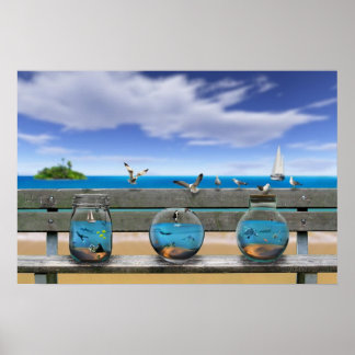 Affiche souvenirs de la plage