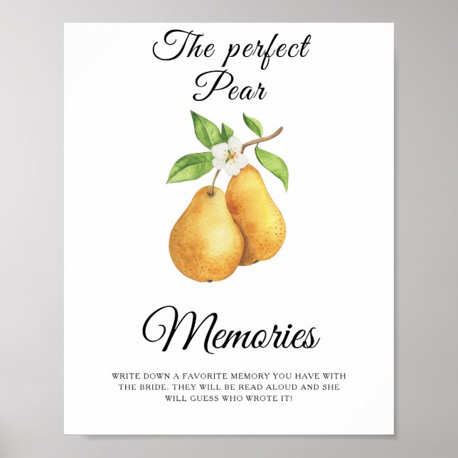 Affiche Souvenirs de mariage de poire avec la mariée (Devant)