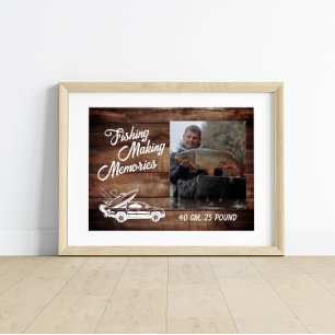 Affiche Souvenirs de pêche du pêcheur Fête des pères Pêche