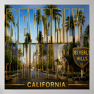 Affiche Souvenirs de voyage du palmier de Beverly Hills Ca