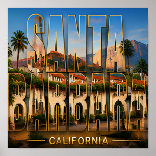 Affiche Souvenirs de voyage sur la côte de Santa Barbara e
