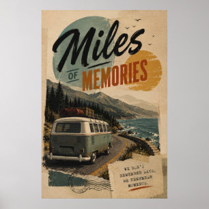 Affiche Souvenirs d'un voyage en camping-car vintage le lo