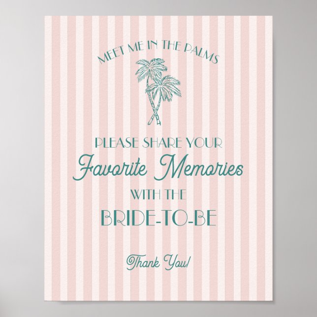 Affiche Souvenirs préférés de Palm Springs rose avec la ma (Devant)