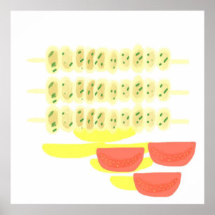 Affiche souvlaki art de peinture de nourriture grecque