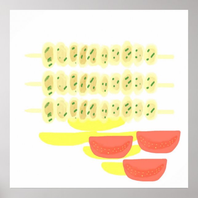 Affiche souvlaki art de peinture de nourriture grecque (Devant)