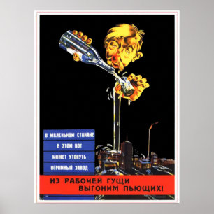 Affiche Soviet anti-alcoholism vintage propaganda