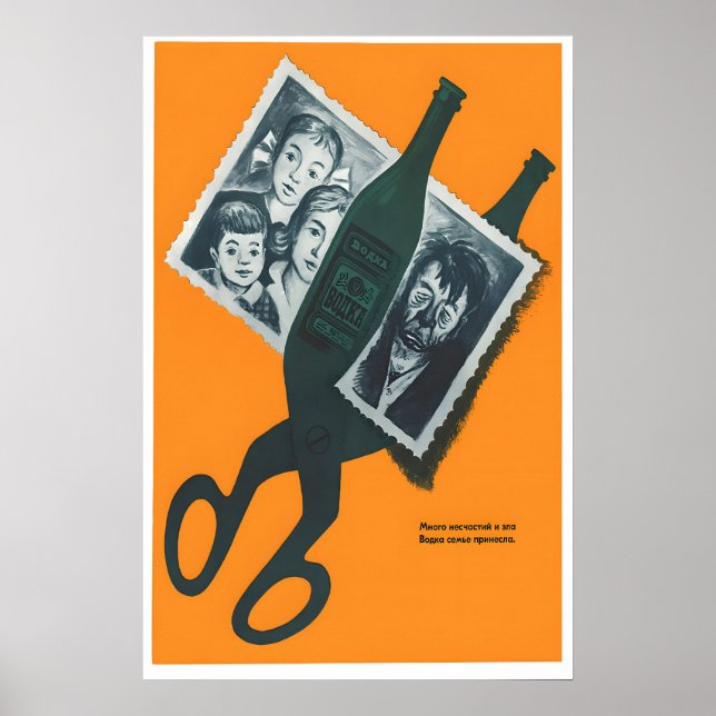 Affiche soviétique anti-alcool – Vintage russe (Devant)