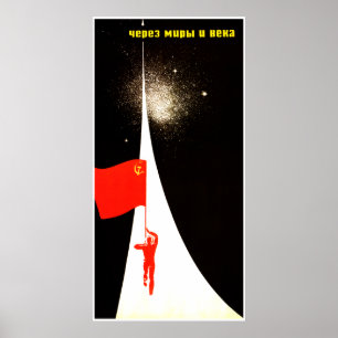 Affiche soviétique de propagande de l'espace