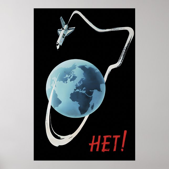 Affiche soviétique Non à la guerre dans l'espace (Devant)