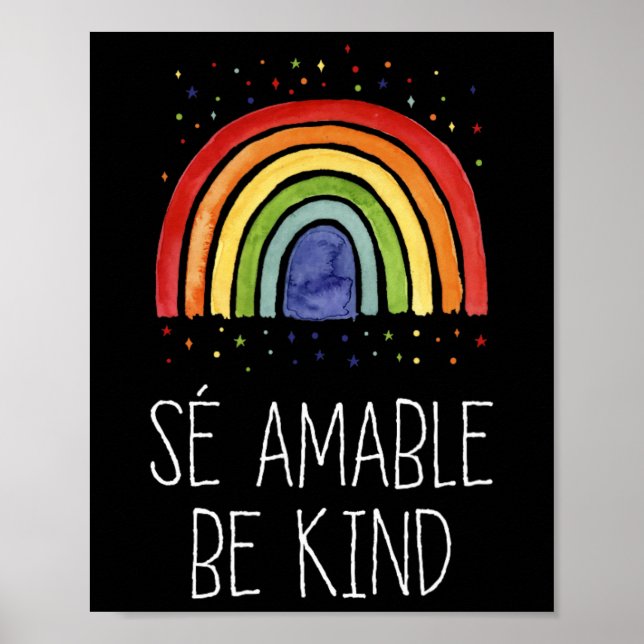 Affiche Soy Gentil En Espagnol Se Amable - Encourageant Et (Devant)