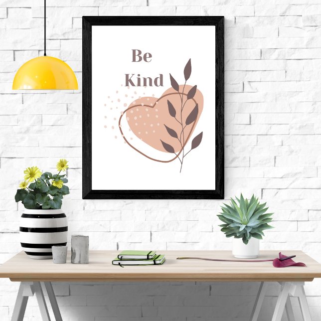 Affiche Soyez comme Boho Abstrait Formes Wall Art Citation (Be KInd Inspirational Motivational Wall Art Poster with a Boho Vibe)