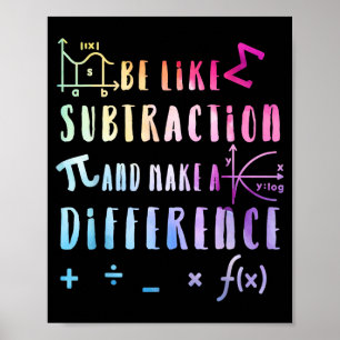 Affiche Soyez comme la soustraction Citation de mathématiq