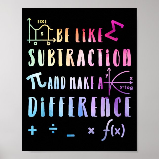 Affiche Soyez comme la soustraction Citation de mathématiq (Devant)