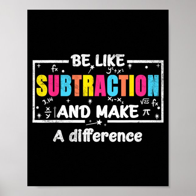 Affiche Soyez comme la soustraction Citation drôle de math (Devant)