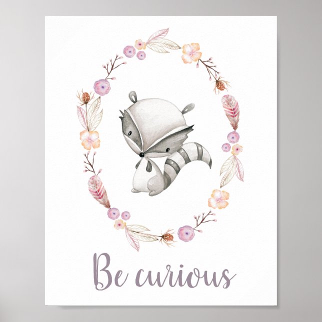 Affiche Soyez Curieux Bébé mignon Animal Boho Pépinière de (Devant)