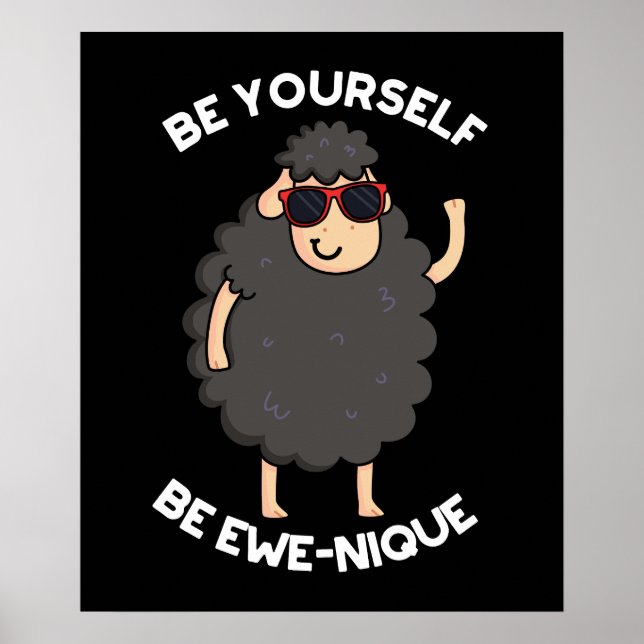 Affiche Soyez Ewenique Funny Sheep Pun Dark BG (Devant)