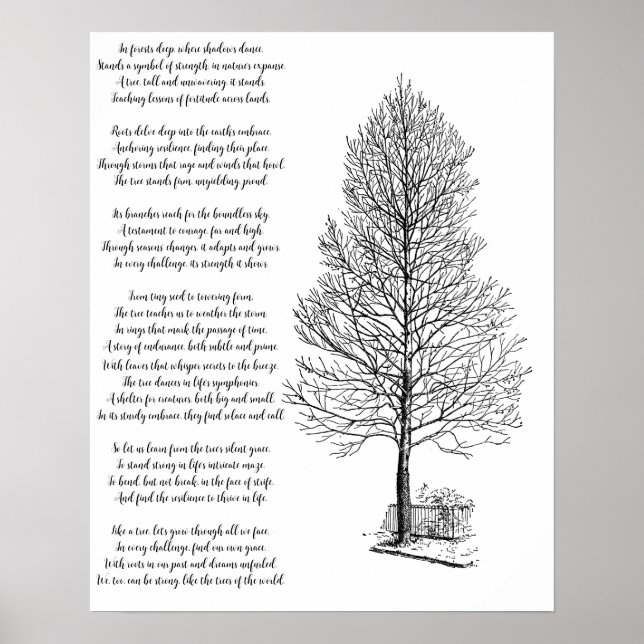 Affiche Soyez Fort Comme l'art de l'arbre et Poème  (Devant)