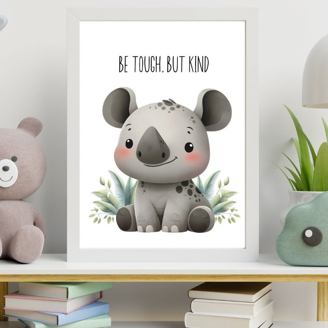 Affiche Soyez Fort, Mais Gentil - Bébé Rhinocéros Décorati (Créateur téléchargé)