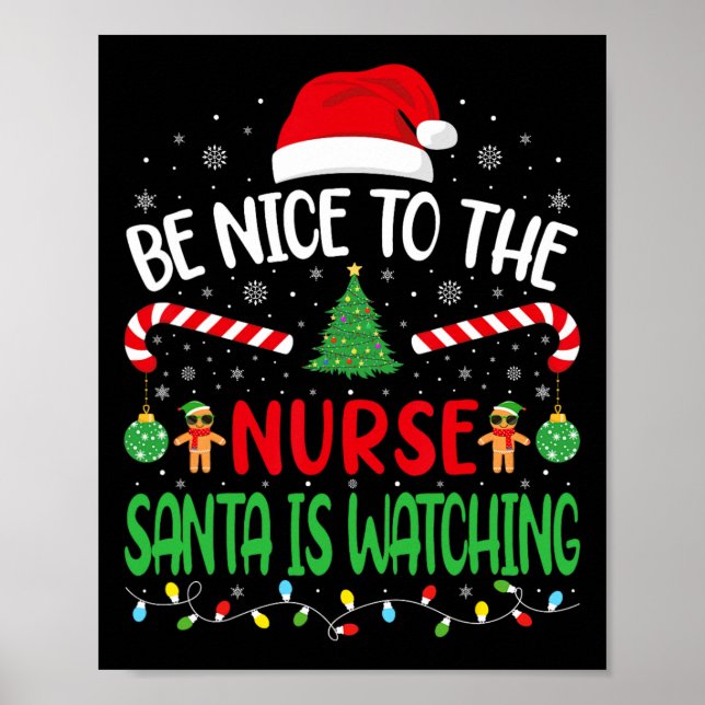Affiche Soyez Gentil Avec L'Infirmière Père Noël Regarde L (Devant)
