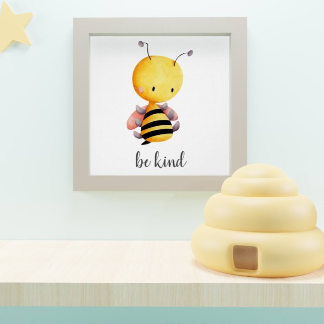 Affiche Soyez gentil Jaune et Rose Chambre de Bébé Abeille (Créateur téléchargé)