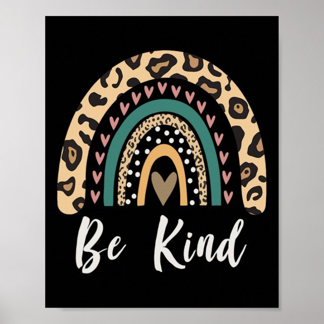 Affiche Soyez gentil Leopard Arc-en-ciel Kindness Inspirat (Devant)