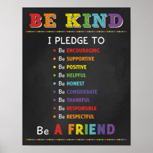 Affiche Soyez gentil Promesse Classe Anti Bully Campagne