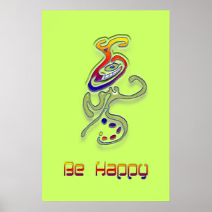 Affiche Soyez heureux Alien, Abstrait
